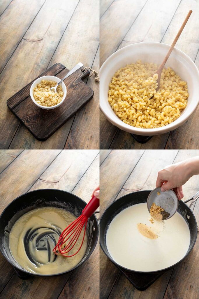 Step by step photos of how to make macaroni and cheese in the oven