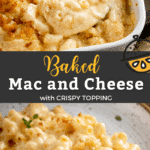 Pin image of baked macaroni and cheese