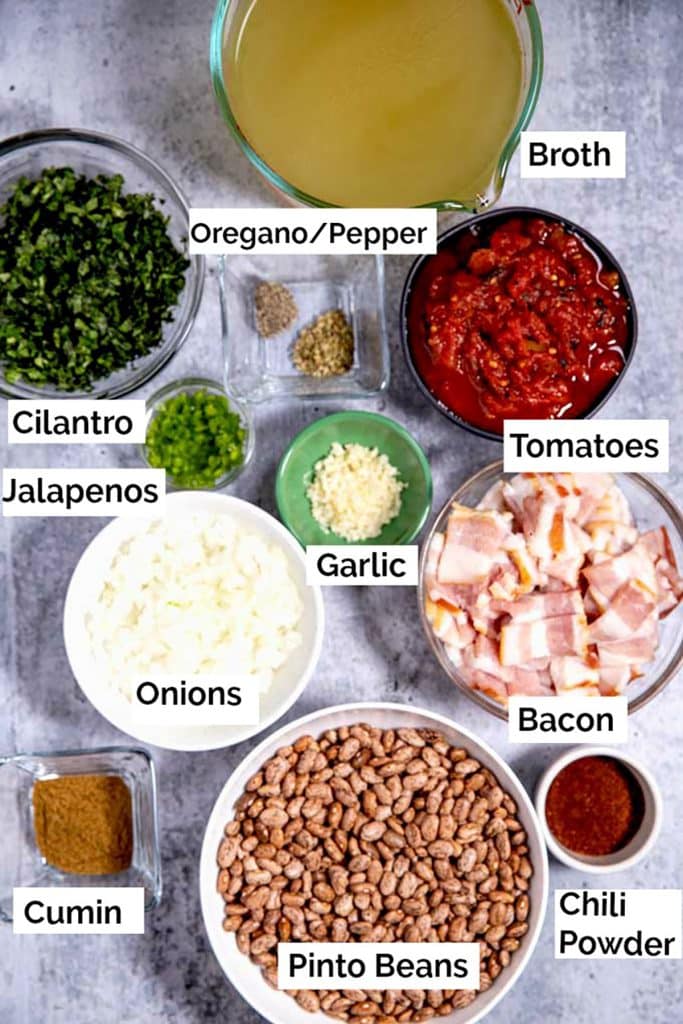 Ingredients to make charro beans