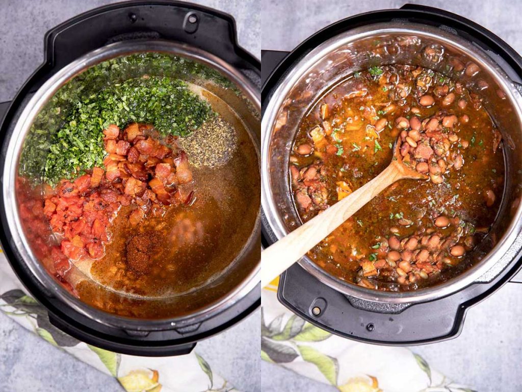 step by step photos on how to make charro beans in an instant pot