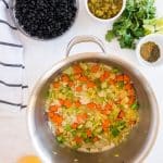 onion, carrot, celery and garlic cooking in a large pot