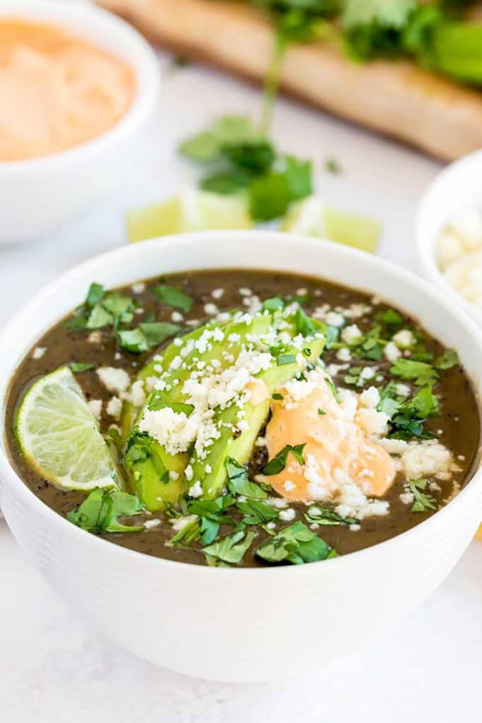 Creamy Bean soup in a white bowl