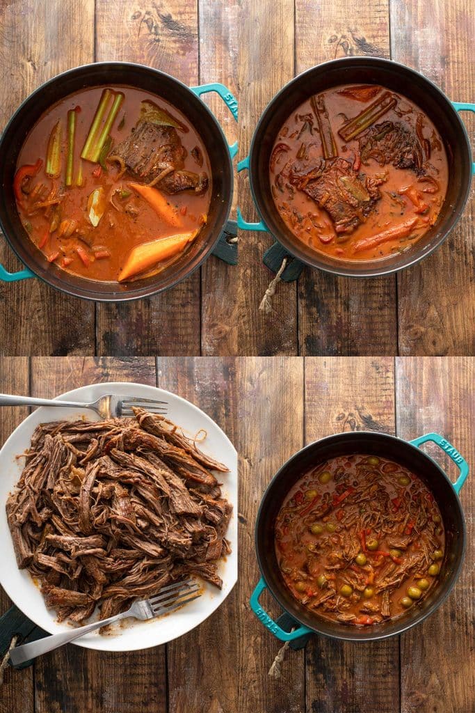 Step by step photos on how to make Cuban Ropa Vieja on the stove top and oven.