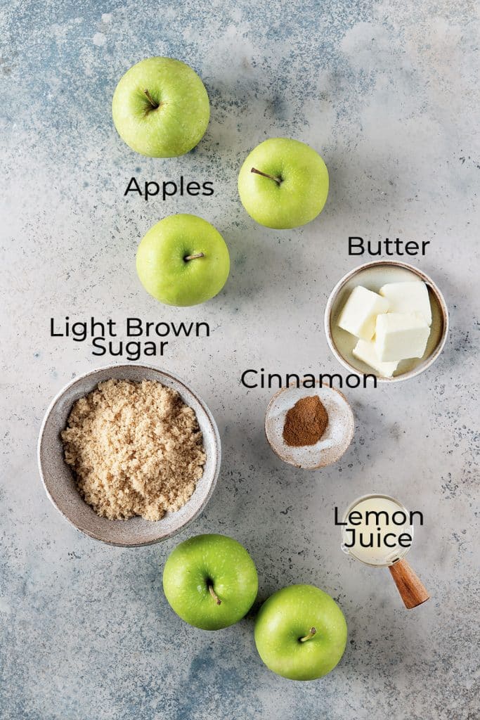 Ingredients to make apple topping