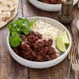 Carne adovada served with rice.