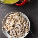 shredded chicken on a white plate