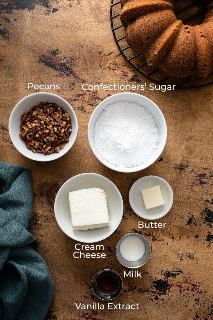 Ingredients for the cream cheese frosting.