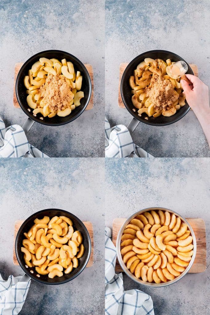 Step by step photos on how to make apple topping for cake