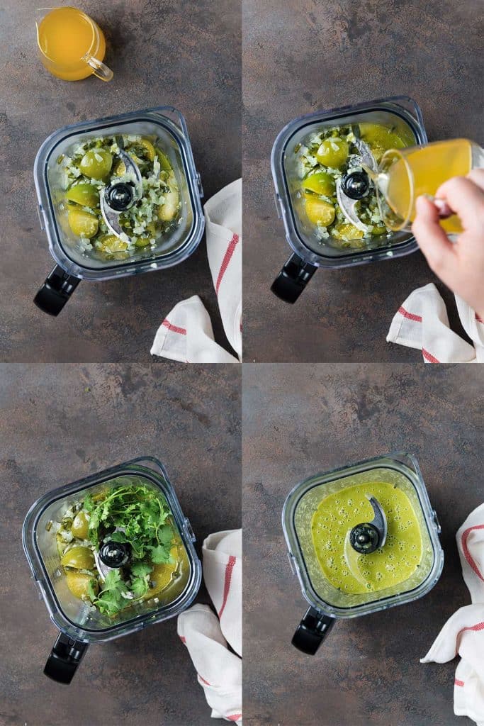 Step by step photos on how to making green sauce