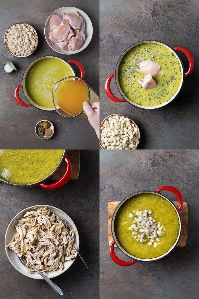 Step by step photos on how to make chicken pozole
