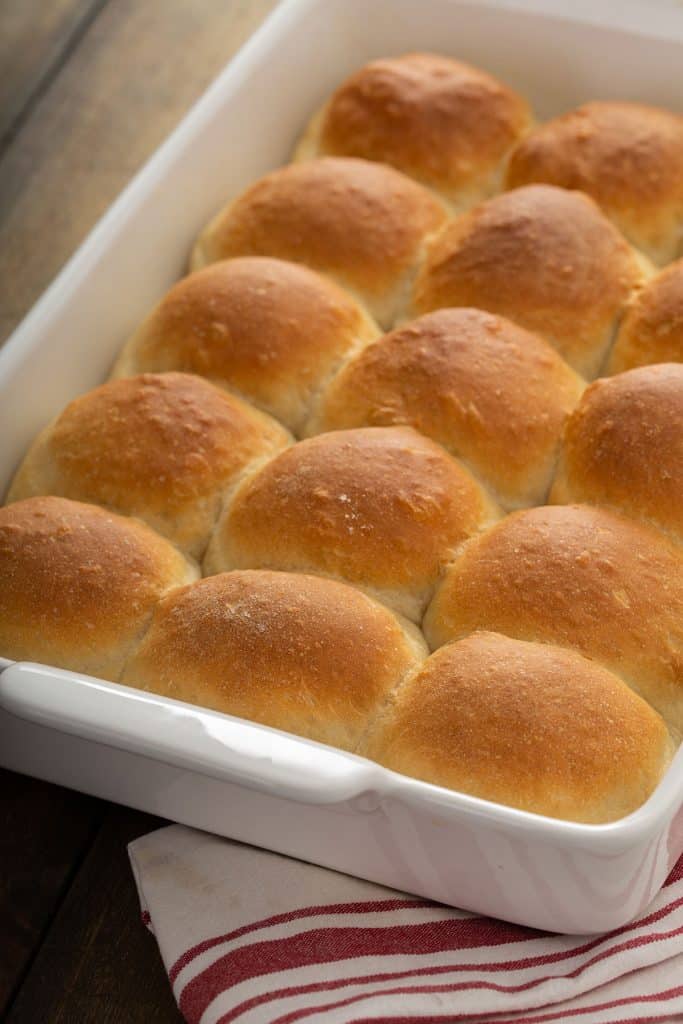 Dinner rolls fresh off the oven in a baking dish
