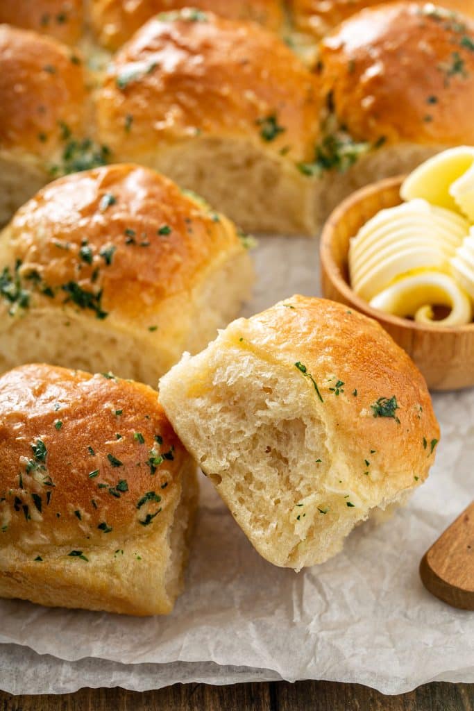 Dinner Rolls with garlic herb butter