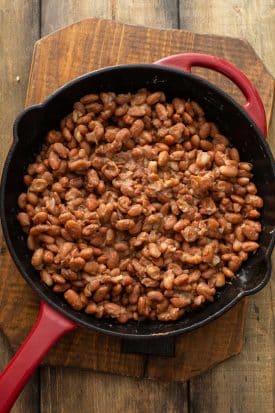 cooked beans on a skillet
