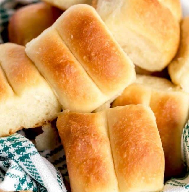 Bread rolls in a bread basket.