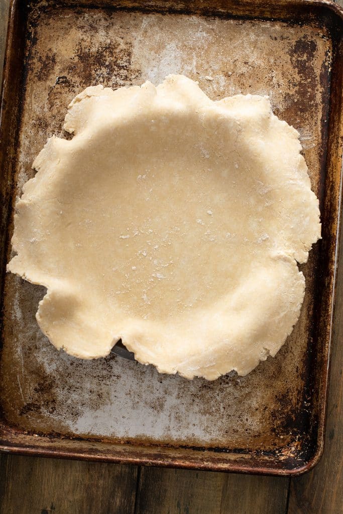 Homemade Pie Crust dough over a pie dish