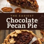 Pin image of a chocolate pecan pie