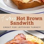 pin image of hot brown sandwich