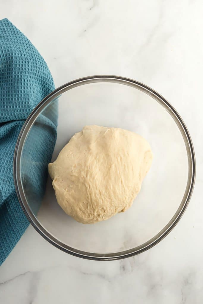 elastic monkey bread dough in a large bowl.