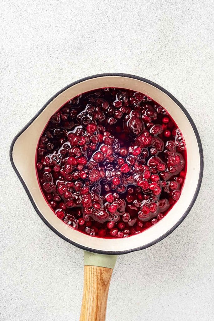 Cranberry sauce in a saucepan