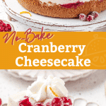 Pin image of cranberry cheesecake (no-bake)