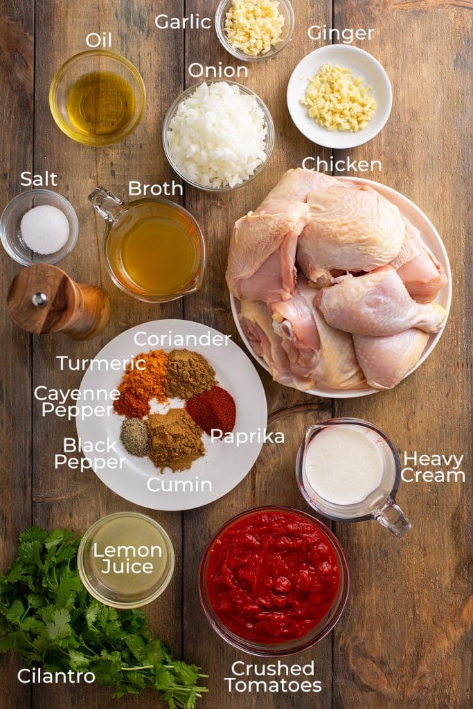 Ingredients to make Indian masala chicken