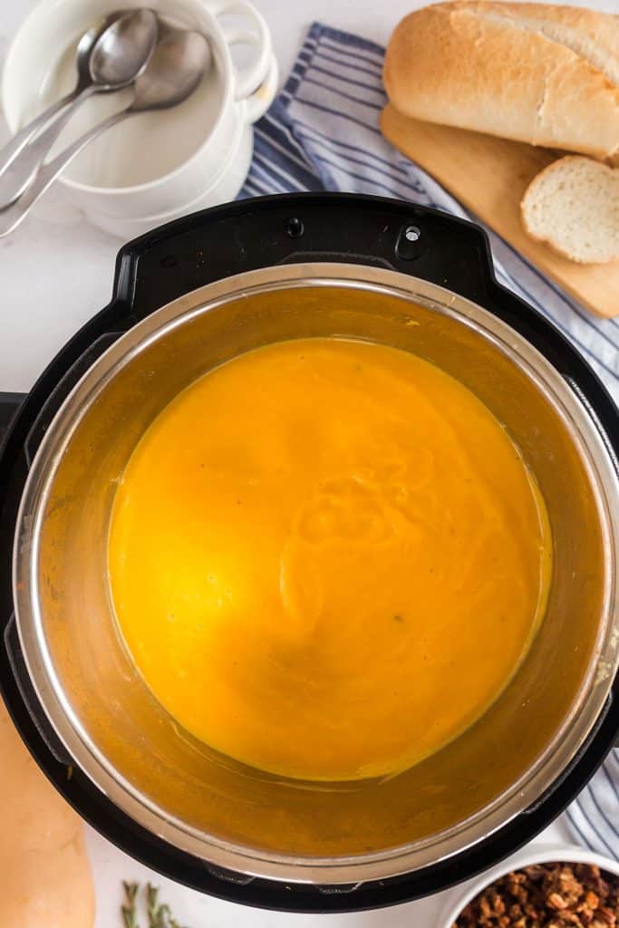 creamy butternut squash soup in an instant pot