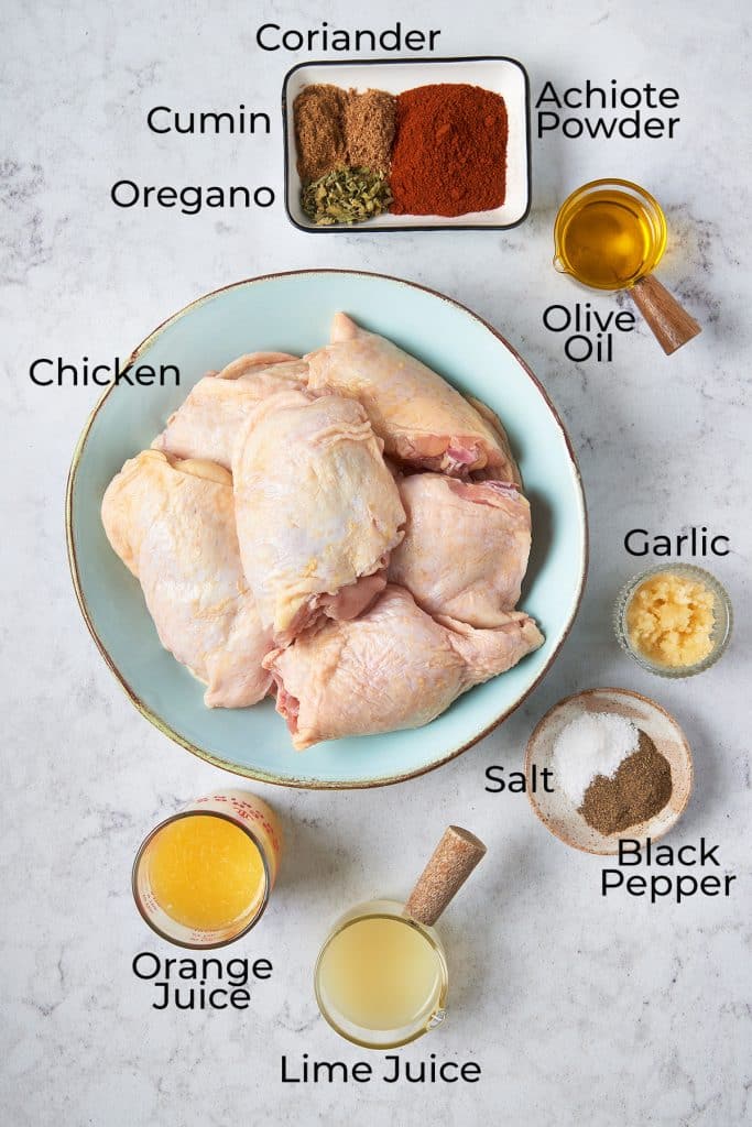 Ingredients to make pollo asado