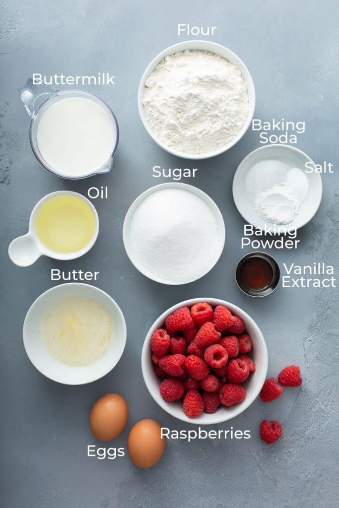 ingredients to make raspberry muffins