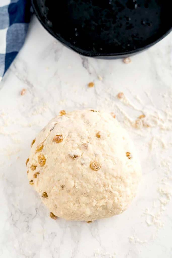 Irish bread dough formed as a smooth ball
