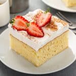 A serving of Tres Leches Cake on a plate