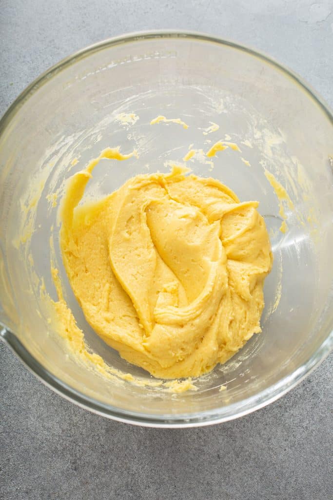cake mix, melted butter, egg and lemon juice combined in a large bowl