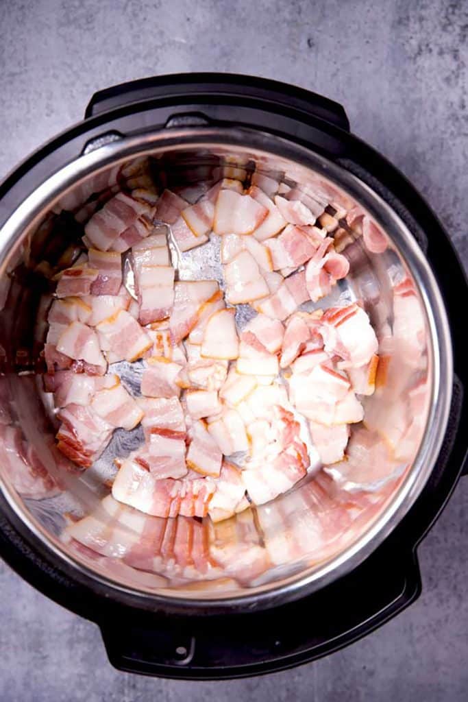 chopped bacon in an instant pot