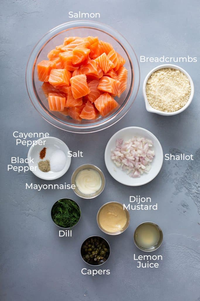 ingredients to make salmon burgers
