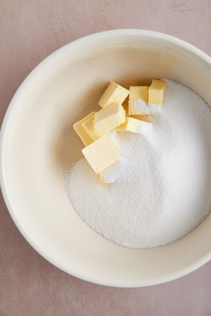 sugar and butter in a bowl