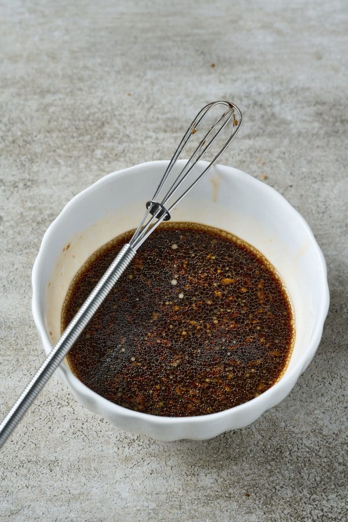 stir fry marinade in a white bowl