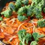 cooking veggies on a pan