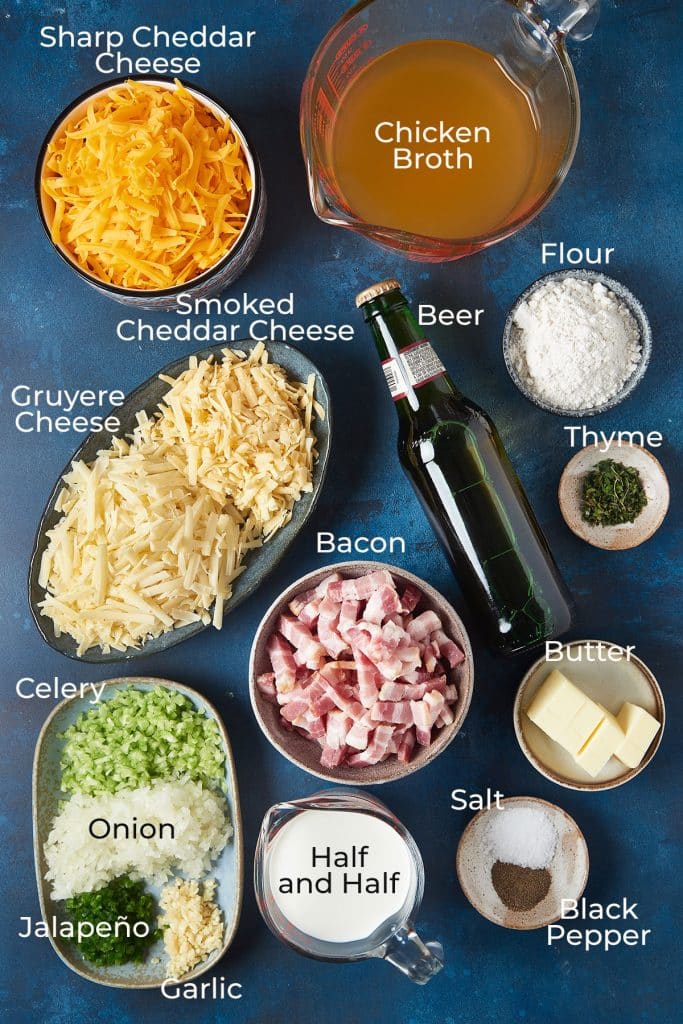Ingredients needed to make cheddar and beer soup