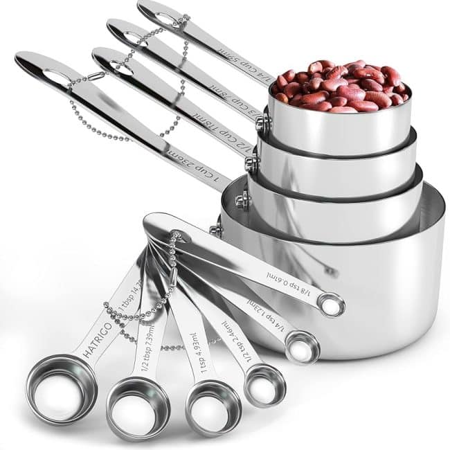 10 piece stainless steel measuring cups and spoons set