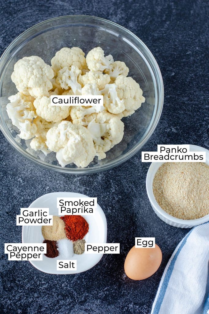 Ingredients to make Crispy Air Fryer Cauliflower Bites 