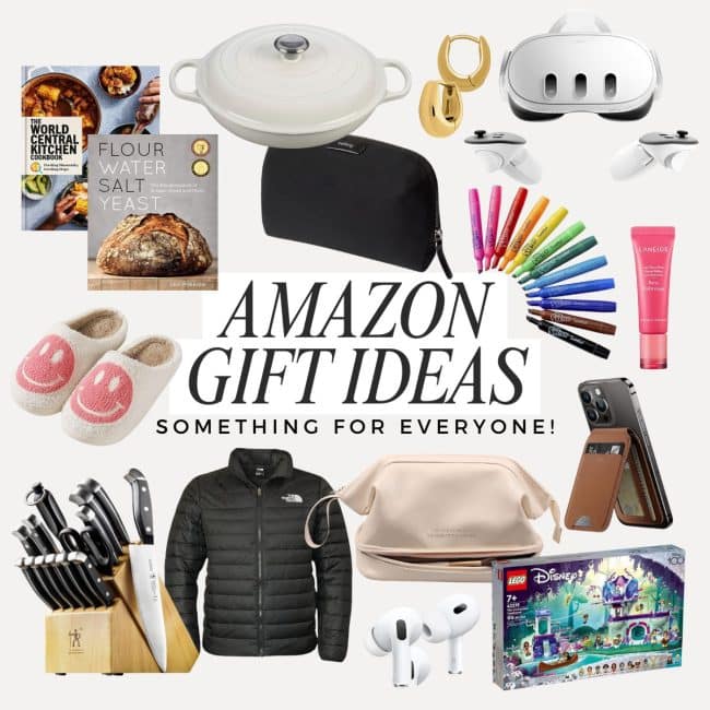 pictures of things aorung a tittle that reads "amazon gift ideas"