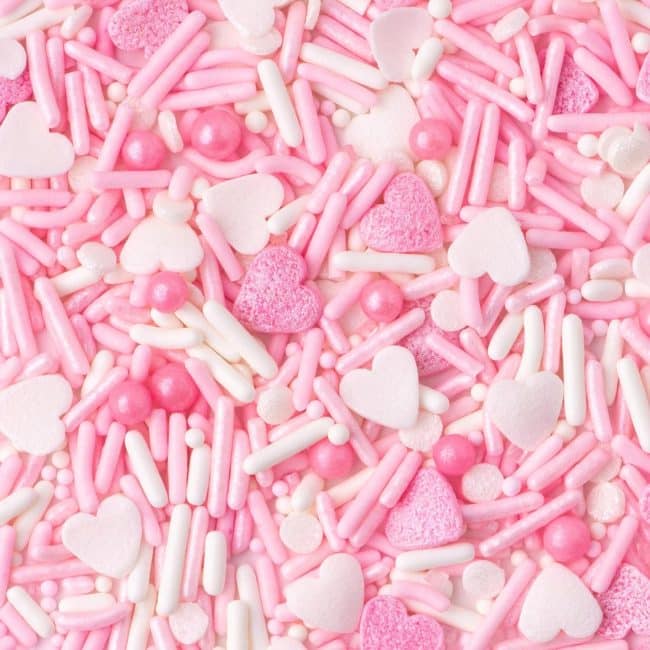 Pretty pink and white sprinkles for baking