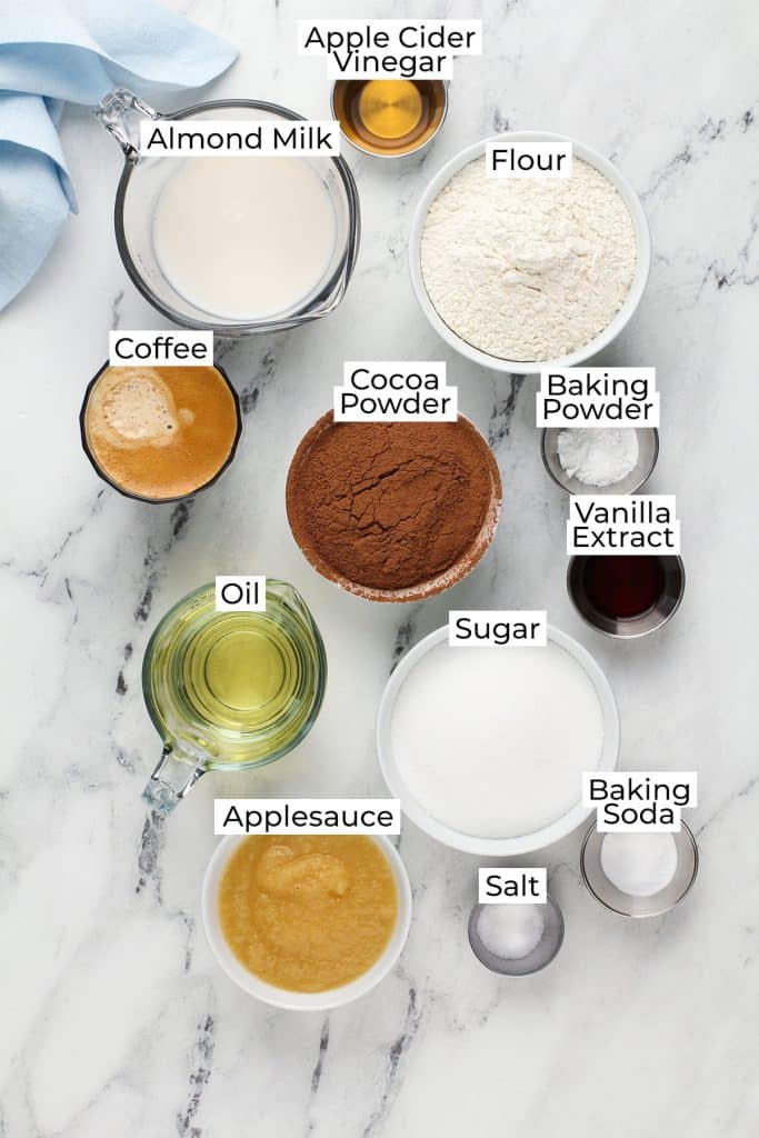 ingredients to make vegan chocolate cake
