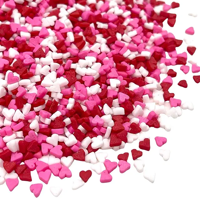 pink, red and white heart sprinkles
