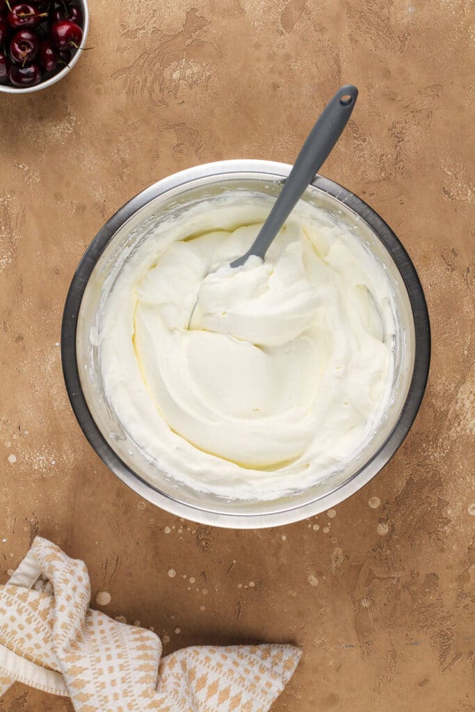 A bowl filled with whipped cream