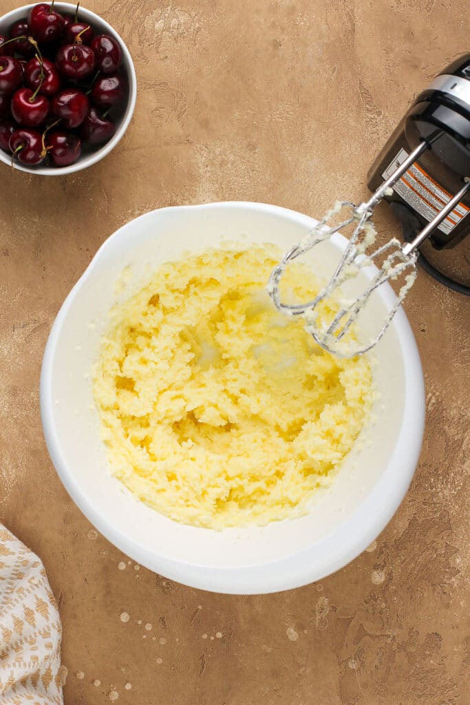 creamed butter in a white bowl