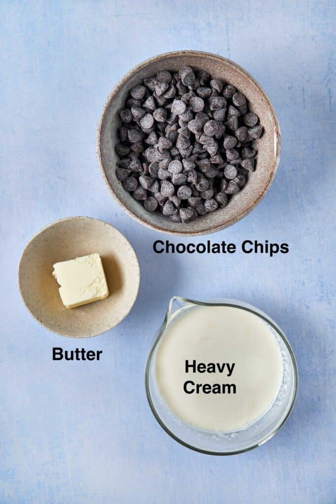 Ingredients to make chocolate ganache