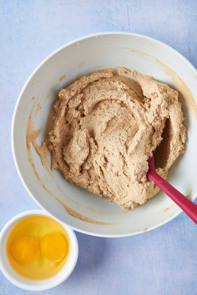 Mixing chocolate batter ingredients