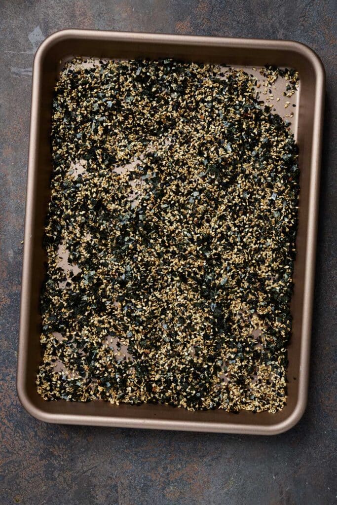 Furikake seasoning on a sheet pan