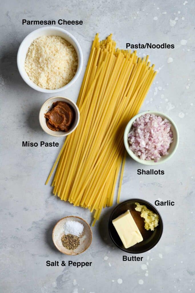 Ingredients to make miso pasta