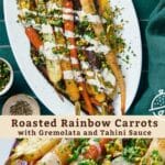 roasted rainbow carrots with gremolata and tahini pin image